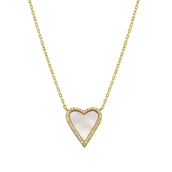 <p>MOP &amp; CZ Heart Necklace</p> - Indigo Republic Boutique