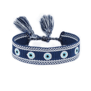 <p>Threaded Fabric Eye Bracelet</p>
