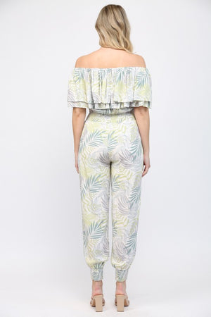 <p>Green Floral Tropical Jumpsuit</p>