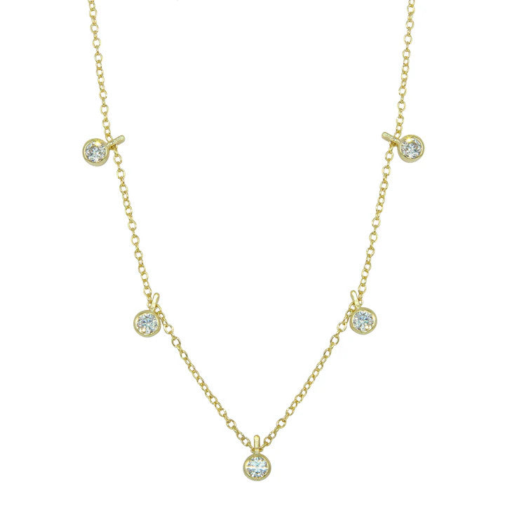 <p>Mini Dangle Bezel CZ Necklace</p> - Indigo Republic Boutique