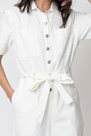 <p>Bramty Denim Romper with Belt</p>