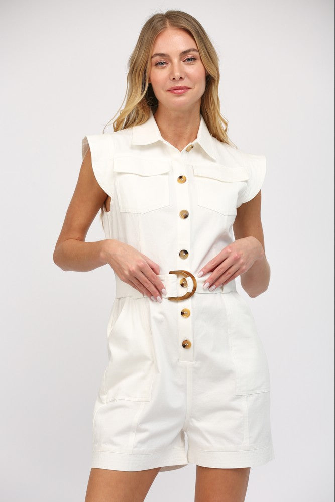 <p>Kimmy Belted Cotton Romper</p>