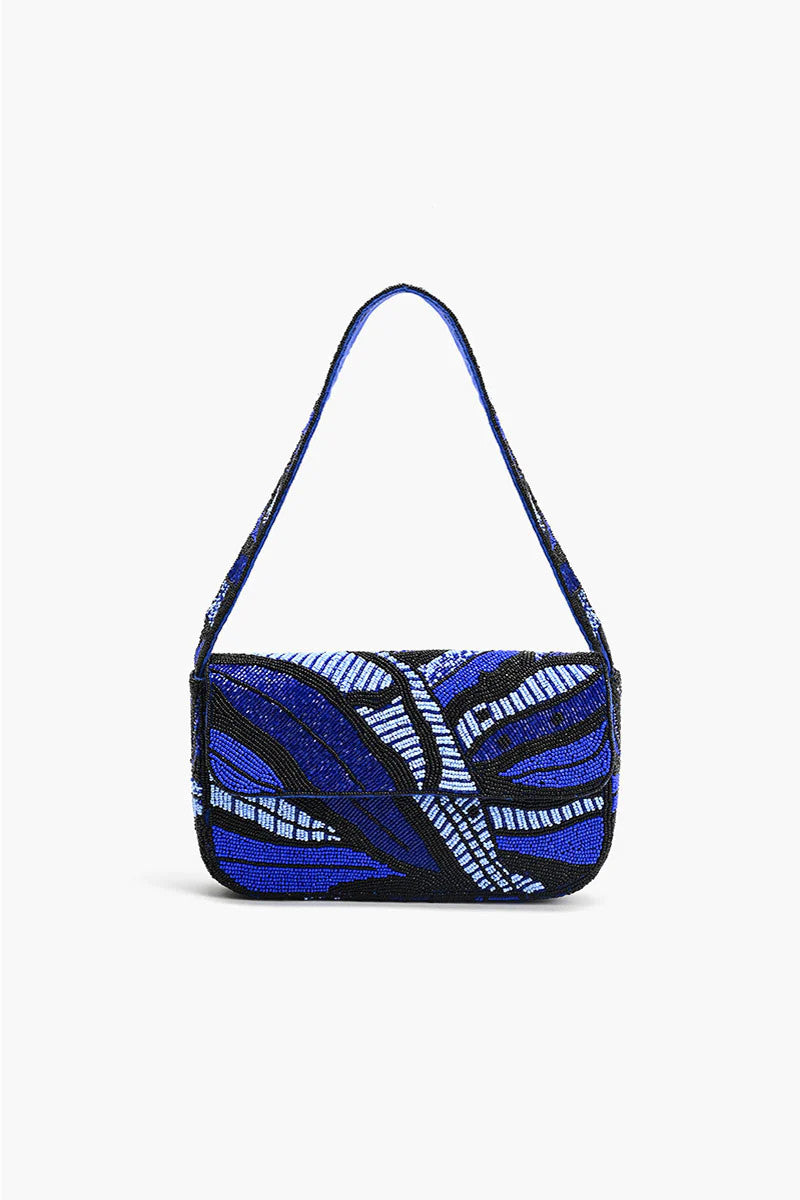 <p>Sapphire Swirls Beaded Shoulder Bag</p>