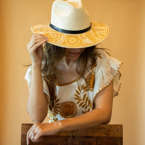 <p>Andrea Hand Painted Fedora Hat</p>