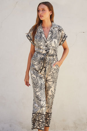 <p>Collared Button Front Jumpsuit</p>