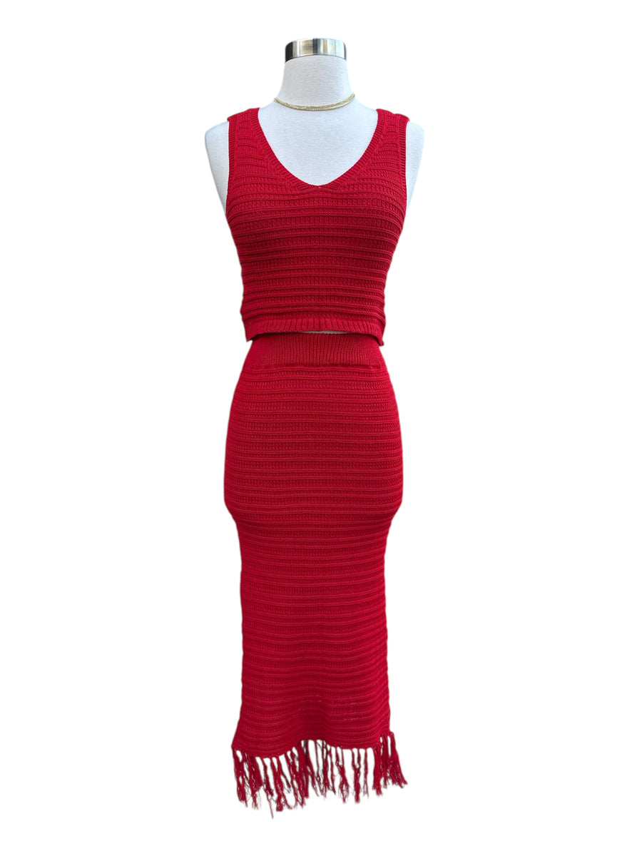 <p>Roma Knit Fringe Set O/S</p>