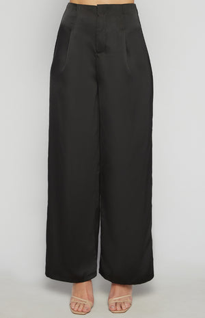 <p>High Waisted Satin Pants</p>