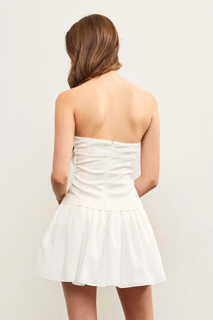 <p>Bandeau Shirred Flare Dress</p>