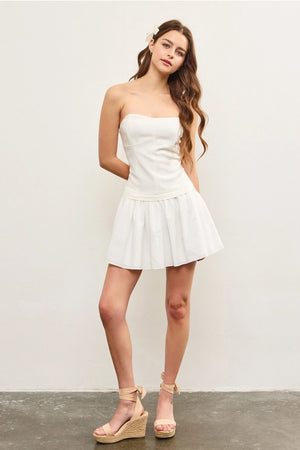 <p>Bandeau Shirred Flare Dress</p>