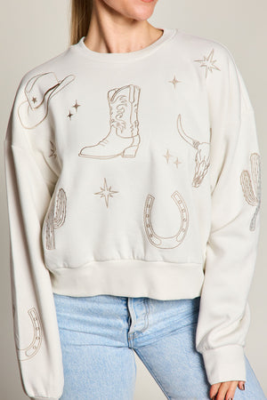 <p>Western Embroidery Sweatshirt</p>