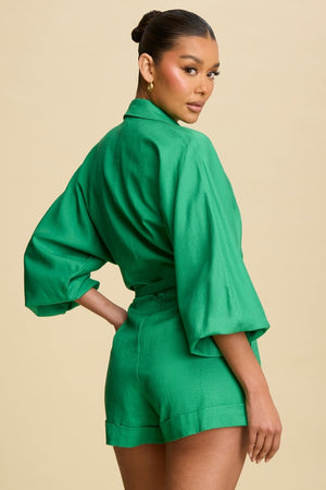 <p>Linen Blend Dolman Romper</p>