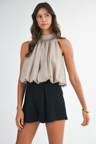 <p>Satin Halter Bubble Hem Crop Top</p> - Indigo Republic Boutique