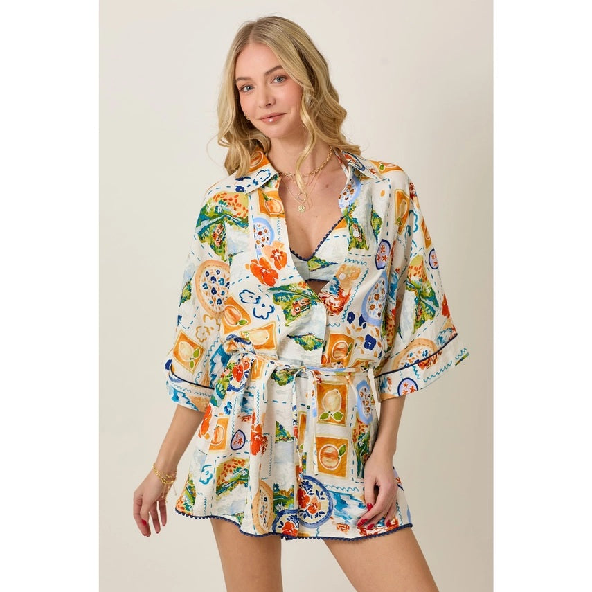 <p>Watercolor Fruit Romper &amp; Bra Set</p>