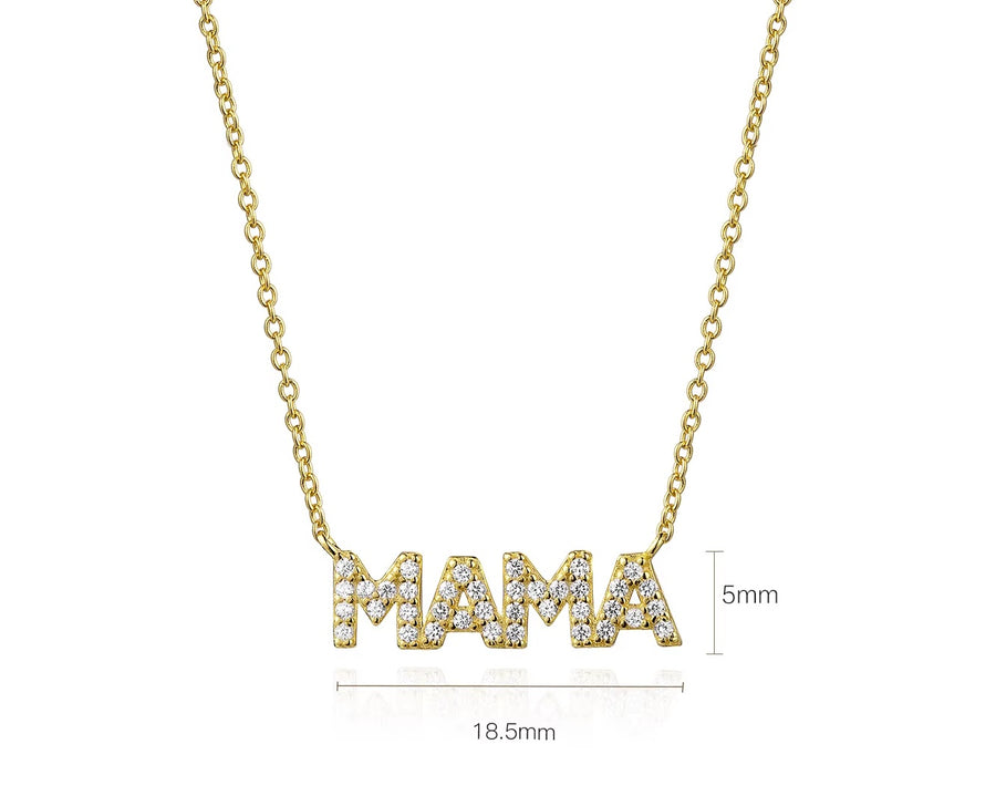 <p>Pave Block Mama Necklace SM</p>