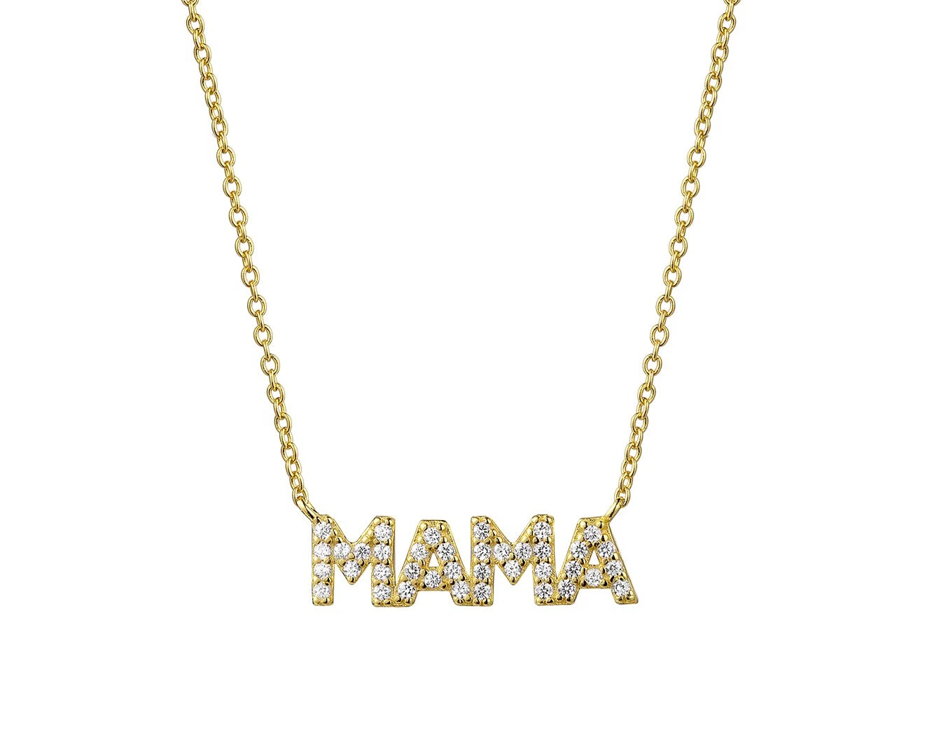 <p>Pave Block Mama Necklace SM</p>