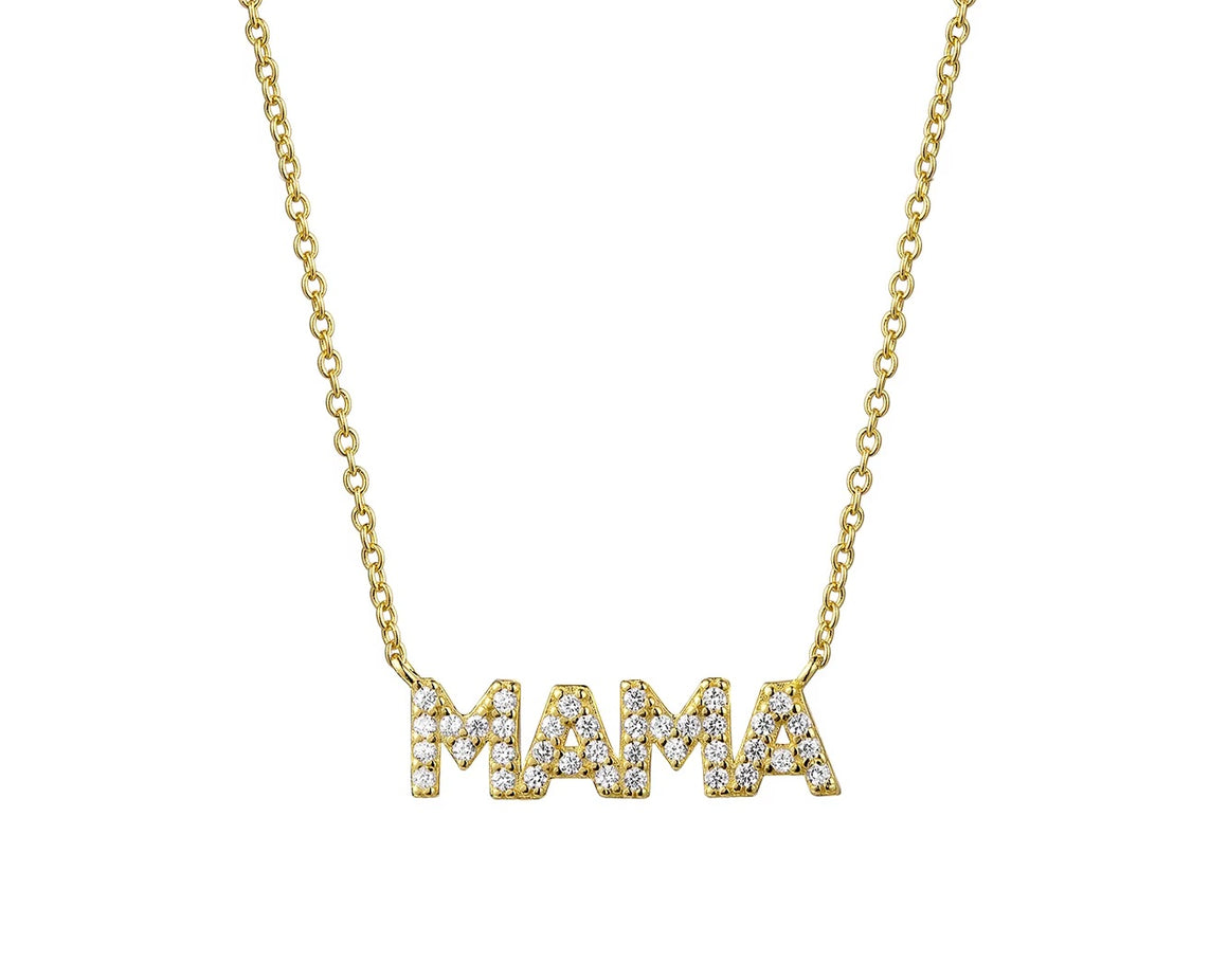 <p>Pave Block Mama Necklace SM</p>