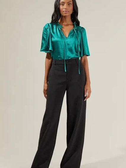 <p>Angela Satin Tie Blouse</p>