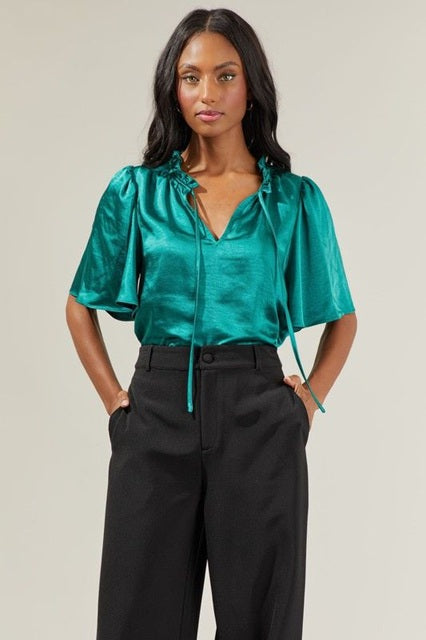 <p>Angela Satin Tie Blouse</p>