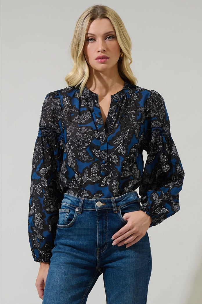<p>Aurina Floral Poplin Top</p>