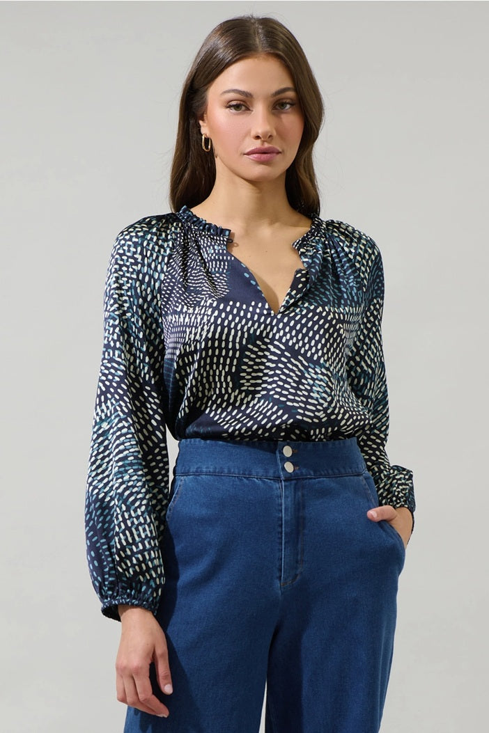 <p>Kirby Geo Satin Blouse</p>