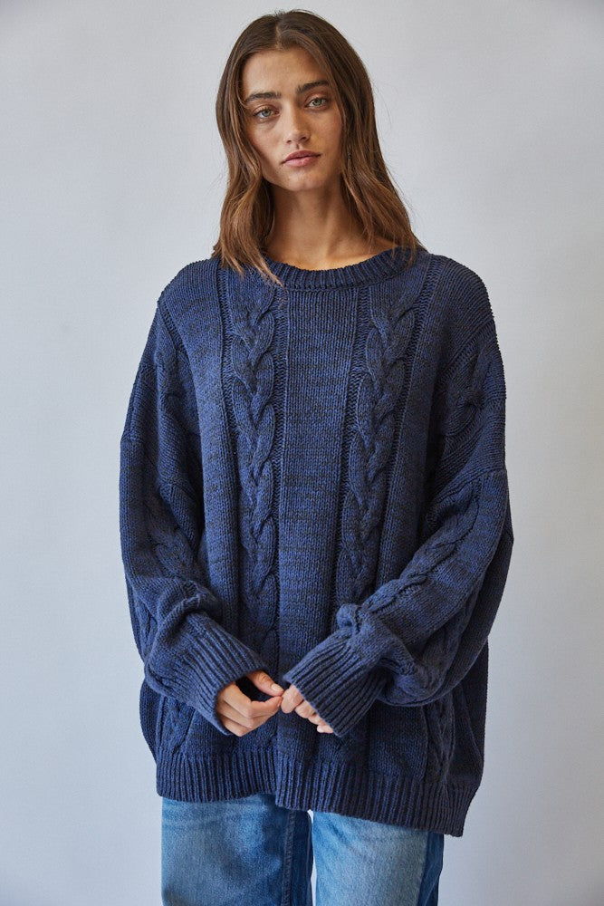 <p>Marble Cable Relaxed Fit Sweater</p>