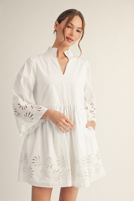 <p>Eyelet Accent Solid Dress</p>