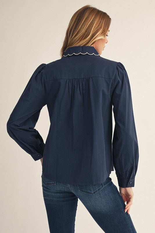 <p>Scallop Edge Detail Blouse</p>