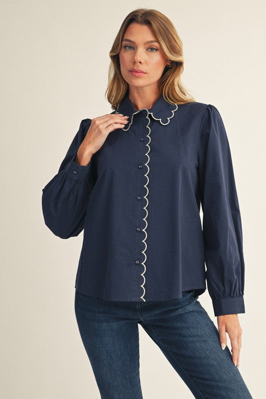 <p>Scallop Edge Detail Blouse</p>