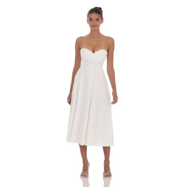 <p>Lace Bust A-Line Midi Dress</p>