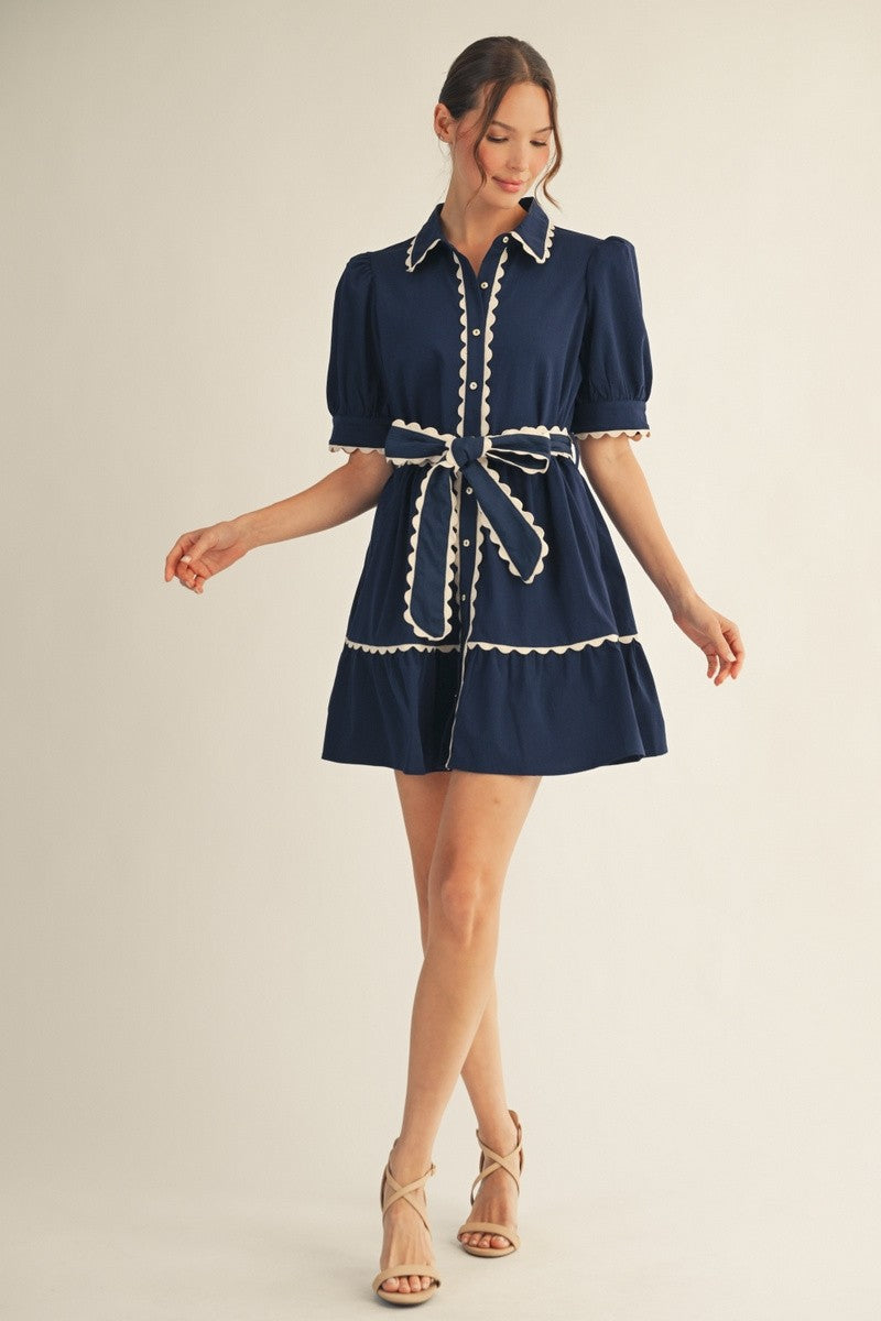 <p>Scallop Trim Accent Babydoll Dres</p>