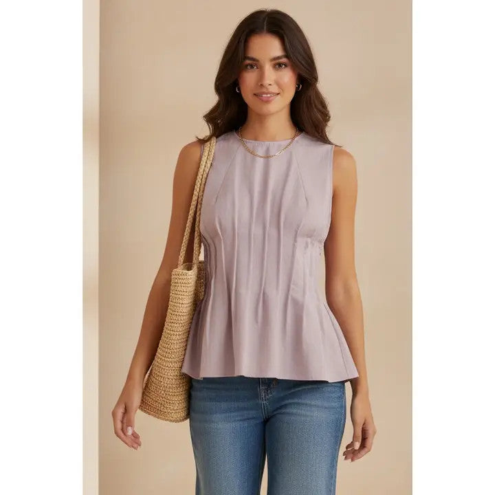 <p>Pleated Peplum Top</p>