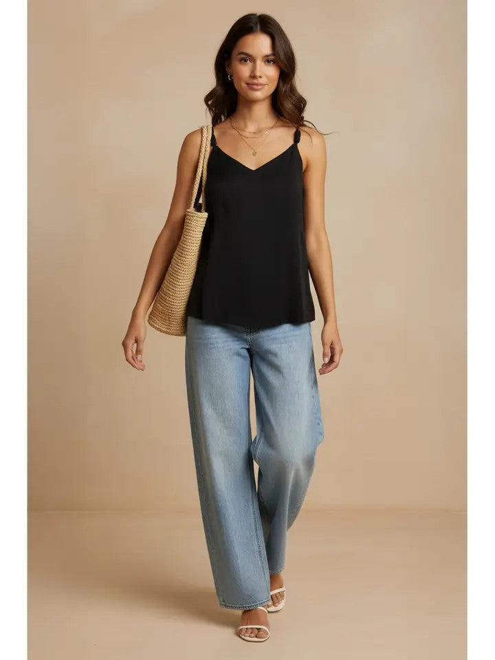 <p>Tank Top with Cord Detail</p>