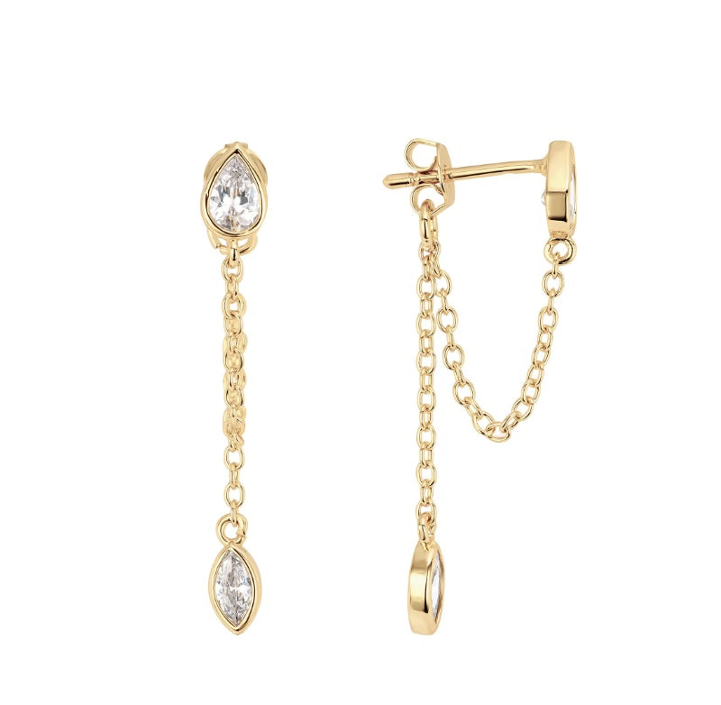 <p>Marquis CZ Chain Drop Earrings</p>