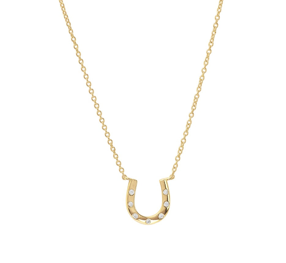 <p>Bezel CZ Horshoe Necklace</p>