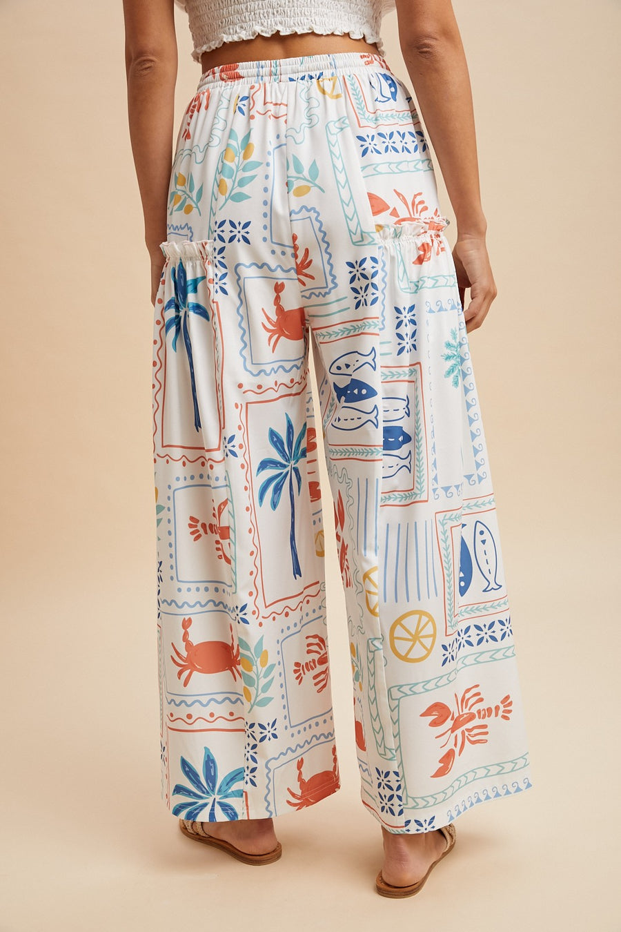 <p>Coastal Motif Palazzo Pants</p>