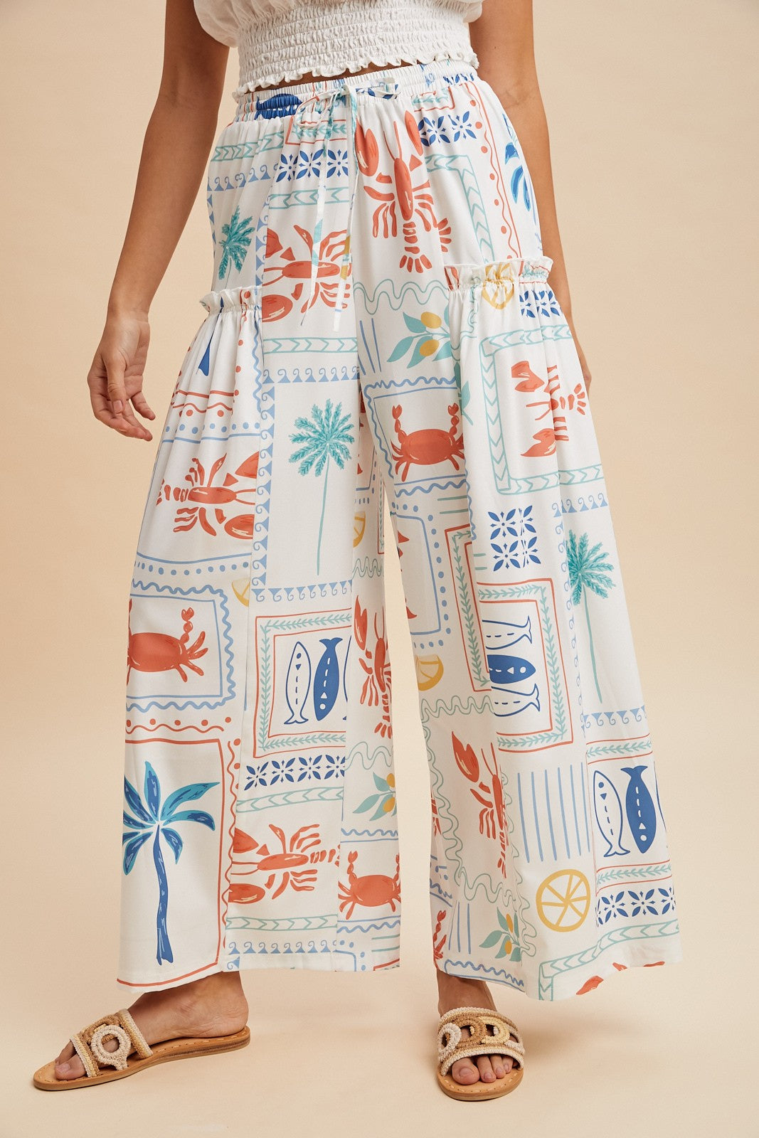 <p>Coastal Motif Palazzo Pants</p>