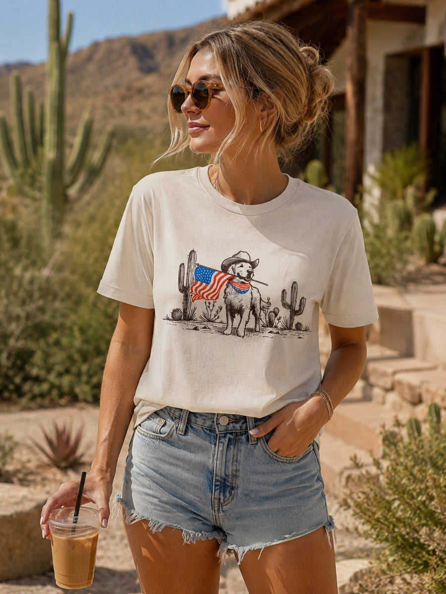 <p>Patriotic Cowboy Dog T-Shirt</p>