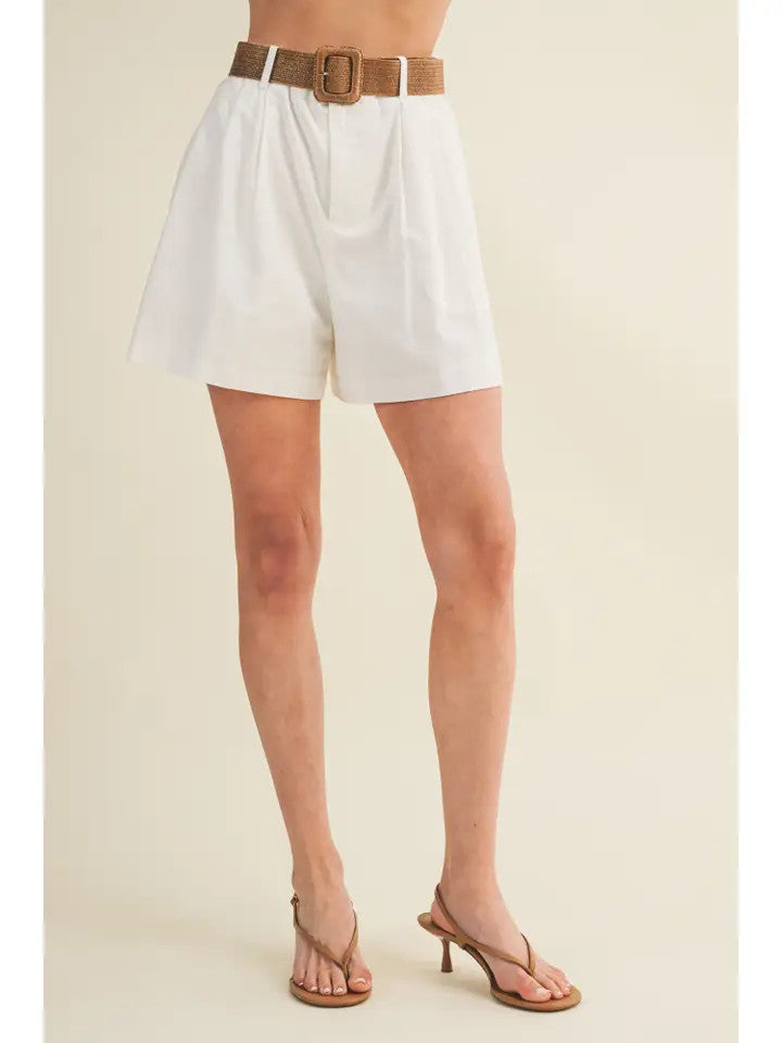 <p>Belted Pleated Jorts</p>