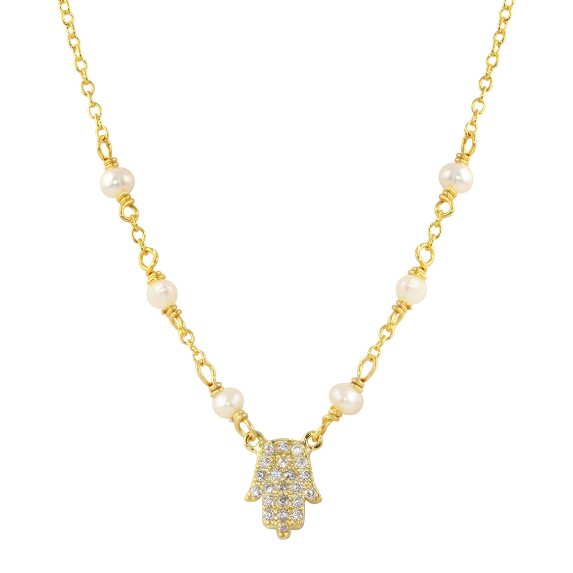 <p>Isa CZ Hamsa &amp; Bead Necklace (+ Colors)</p>