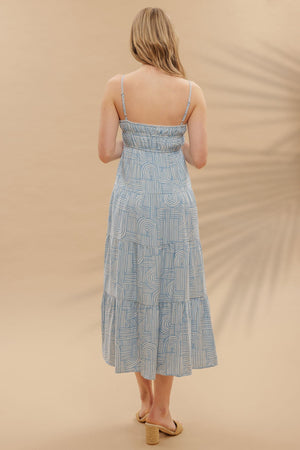 <p>Abstract Print Empire Waist Tiered Midi Dress</p> - Indigo Republic Boutique