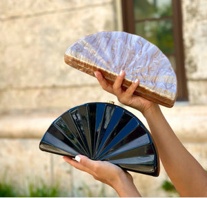 <p>Acrylic Fan Clutch (+Colors)</p> - Indigo Republic Boutique