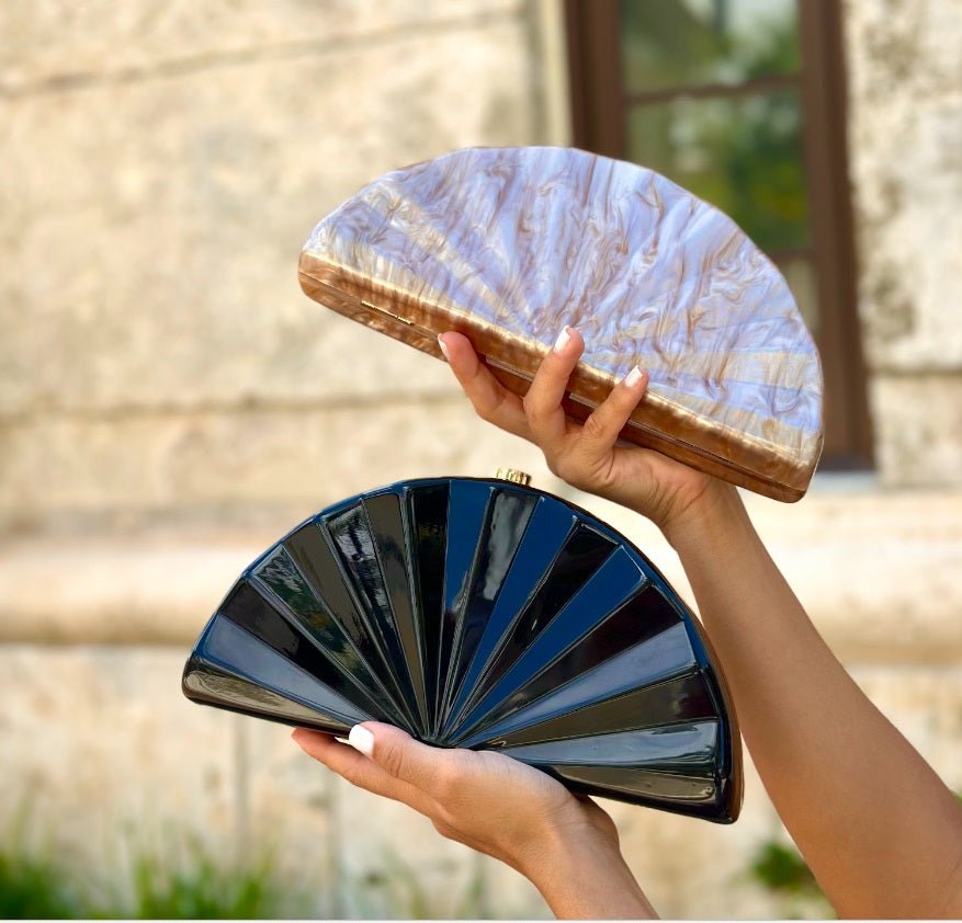 <p>Acrylic Fan Clutch (+Colors)</p> - Indigo Republic Boutique