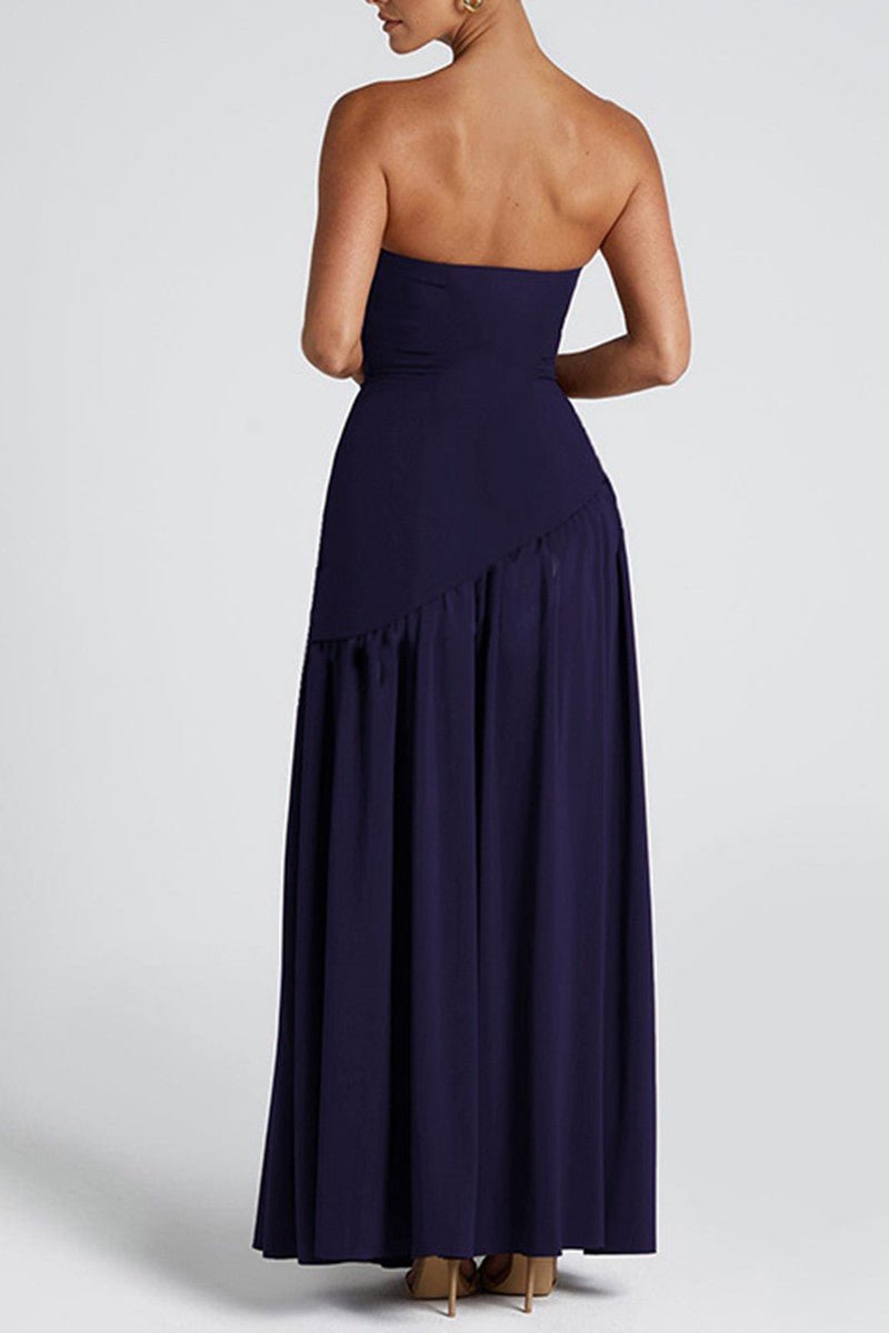 Asymmetrical Slit Dress Navy / M Asymmetrical Slit Dress Navy / M