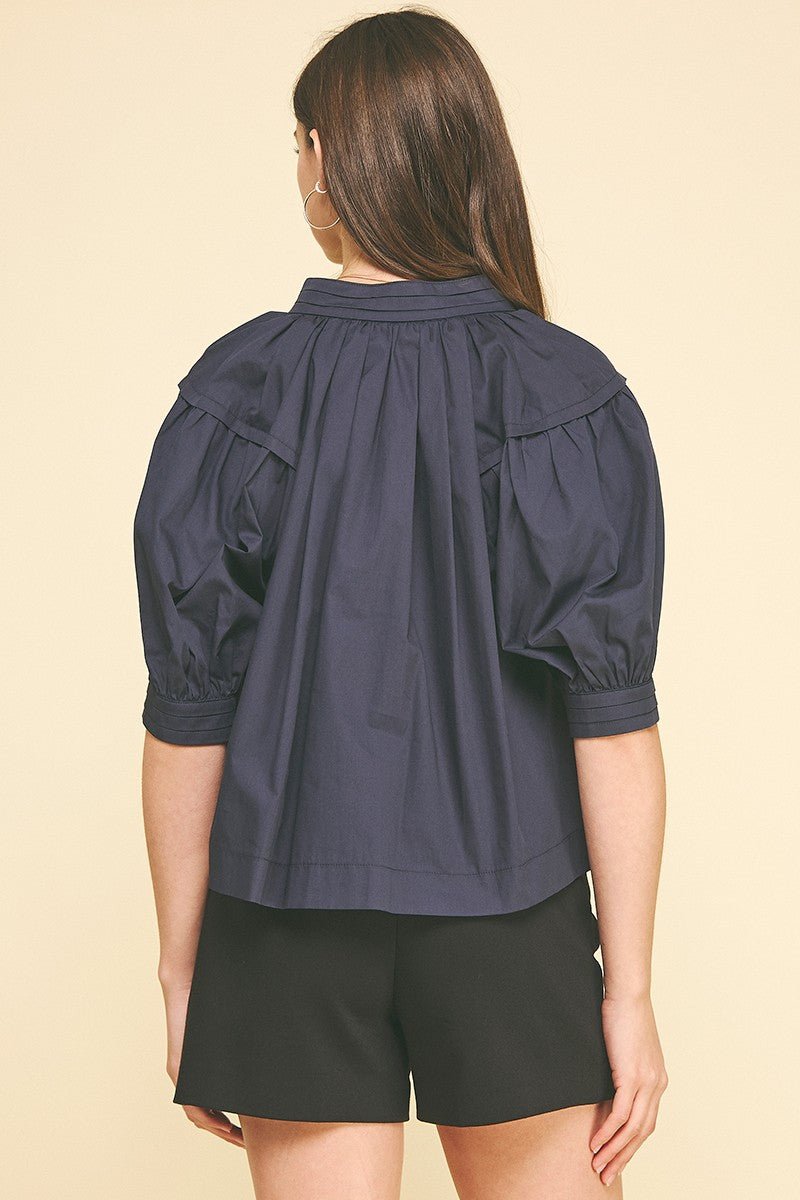 <p>Audrey Balloon Sleeve V - neck Blouse</p> - Indigo Republic Boutique