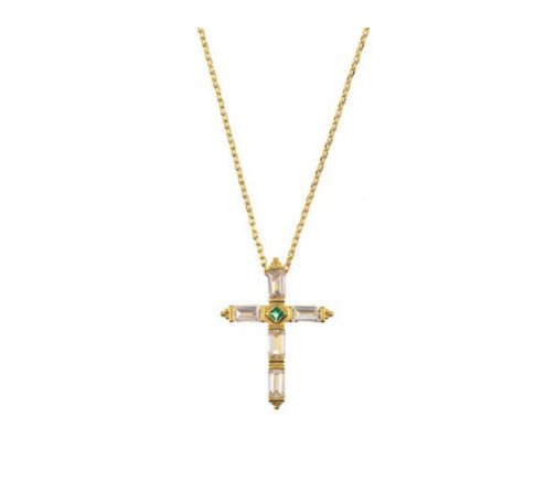 <p>Baguette Cross Necklace</p> - Indigo Republic Boutique