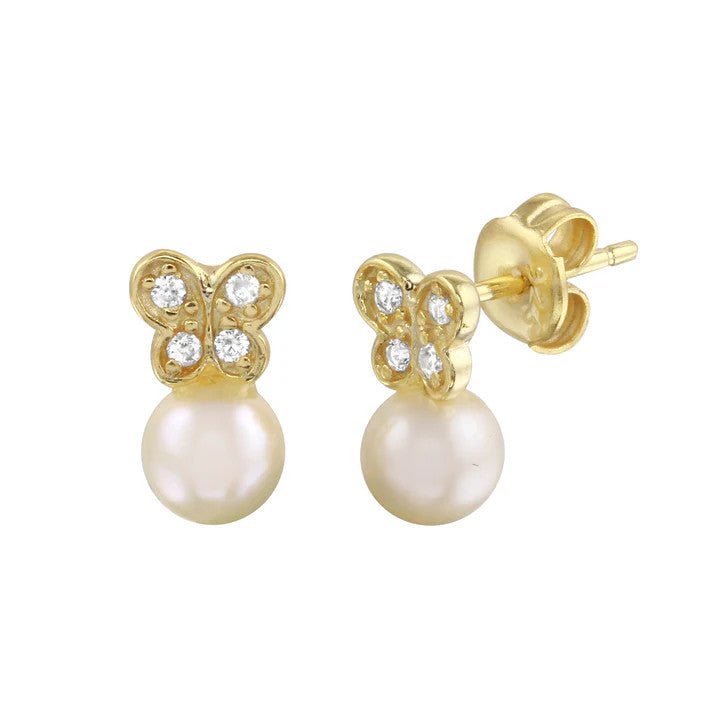 <p>Butterfly Pearl Studs Earring</p> - Indigo Republic Boutique