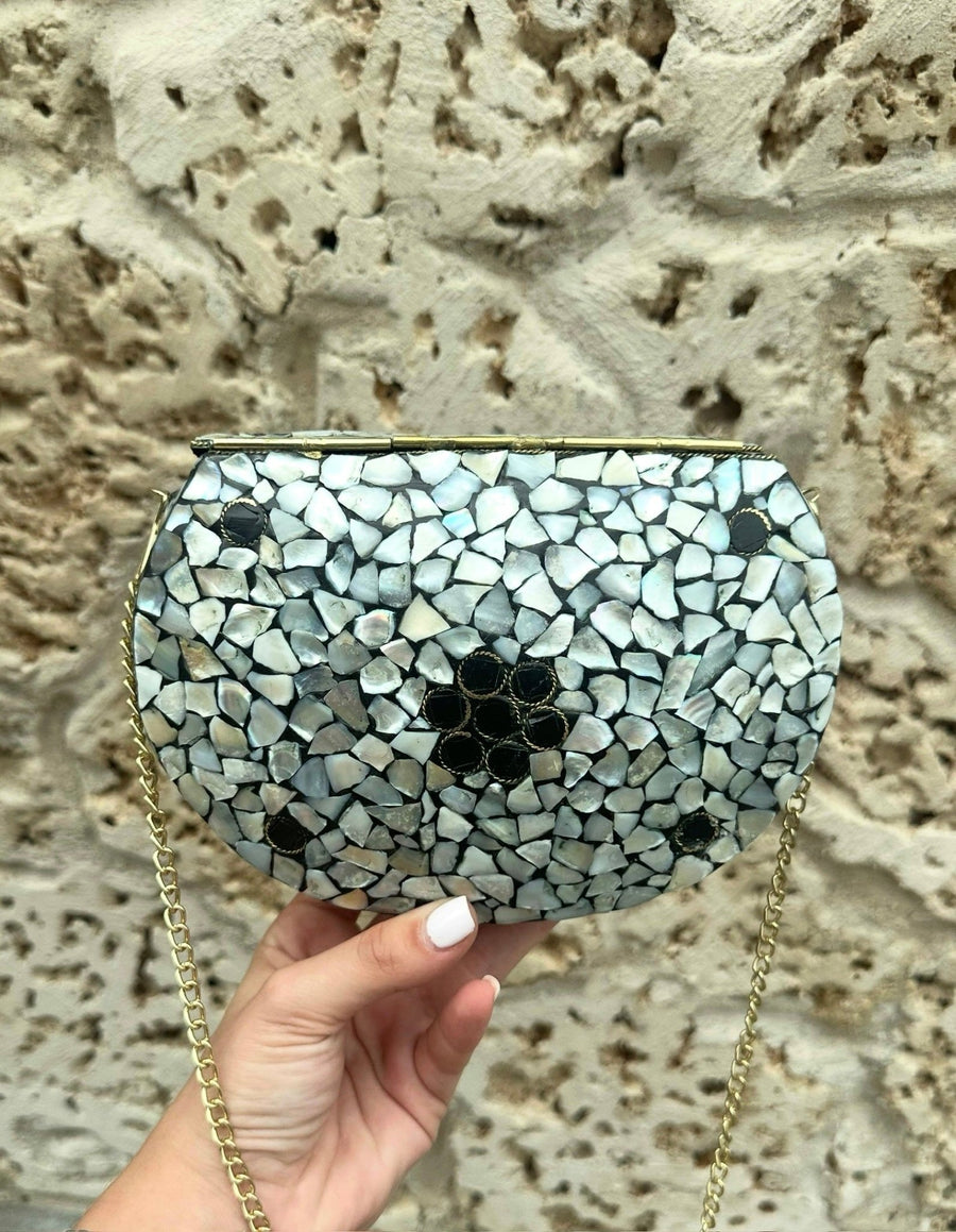 <p>Center Evil Eye Mosaic Clutch</p> - Indigo Republic Boutique