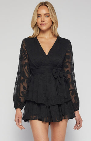 <p>Chiffon Burnout Floral Romper</p> - Indigo Republic Boutique
