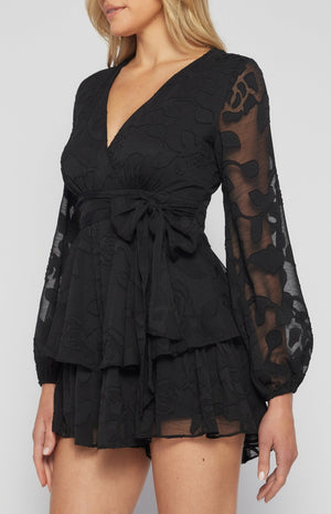 <p>Chiffon Burnout Floral Romper</p> - Indigo Republic Boutique