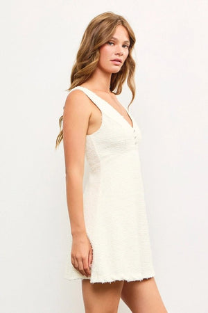<p>Deep V - Neck Tweed Sleeveless Dress</p> - Indigo Republic Boutique
